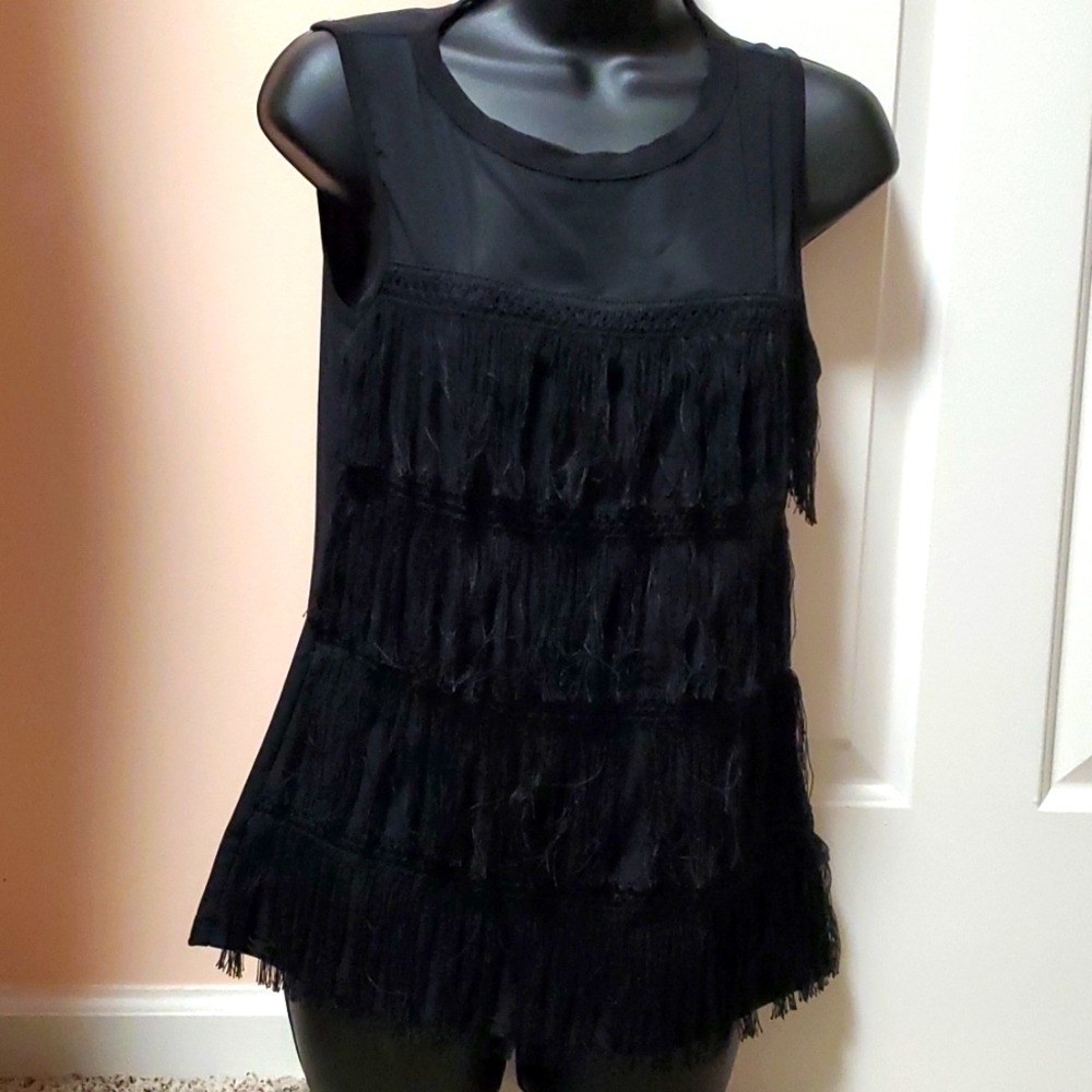 New York & Company Fringe Sleeveless Tank Top